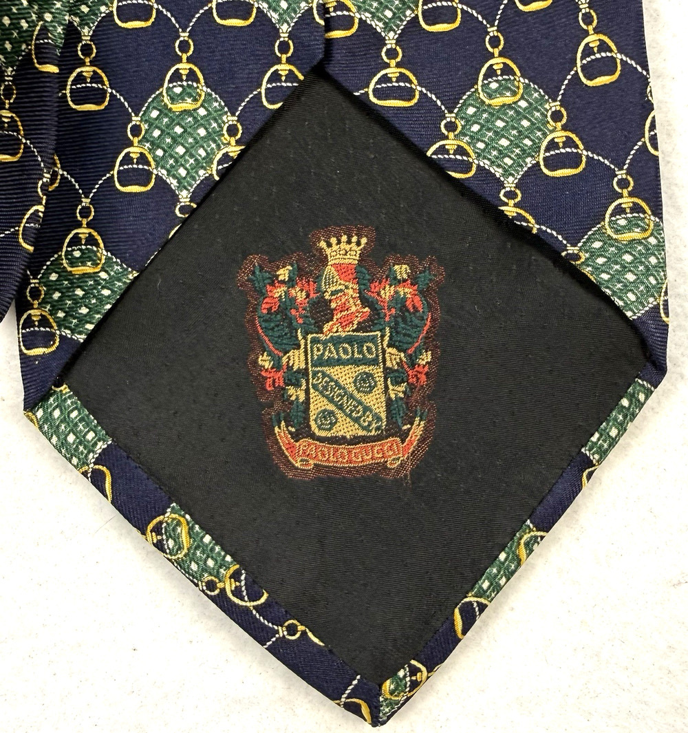 Vintage Paolo Gucci silk tie Equestrian Classic Designer Italy